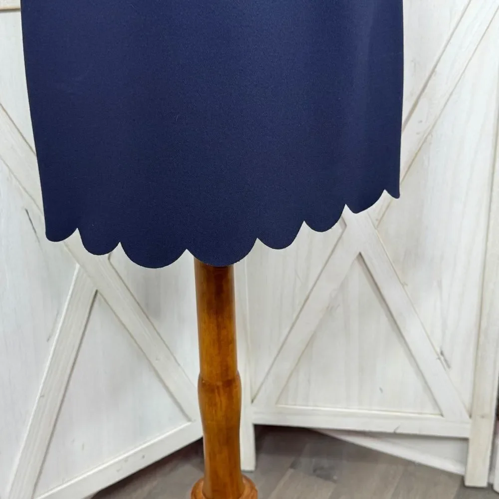 J. Crew Scallop Edge Shift‎ Dress Navy Blue 2 Nautical Preppy Mini Sleeveless